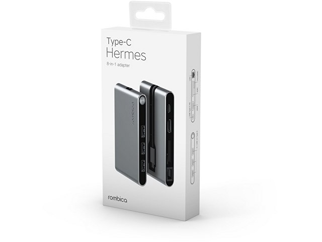 Хаб 8-в-1 Type-C «Hermes», USB 3.0 x 3, Type-C PD, HDMI, LAN, картридер thumbnail