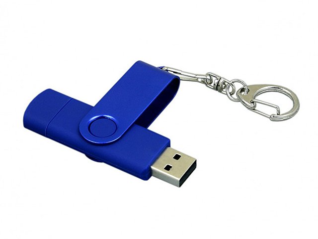 USB 2.0- флешка на 64 Гб с поворотным механизмом и дополнительным разъемом Micro USB — фото 3