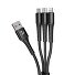 Дата-кабель Armor 3 в 1: micro USB, USB-C, Ligthning, 1.2м, черный, Deppa