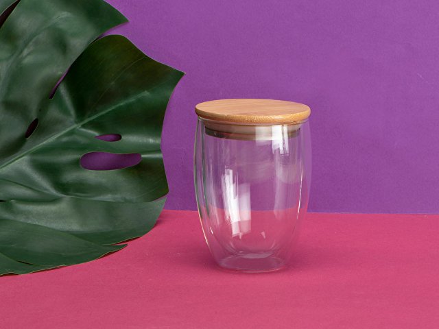 Стакан с двойными стенками и бамбуковой крышкой «Valday» thumbnail