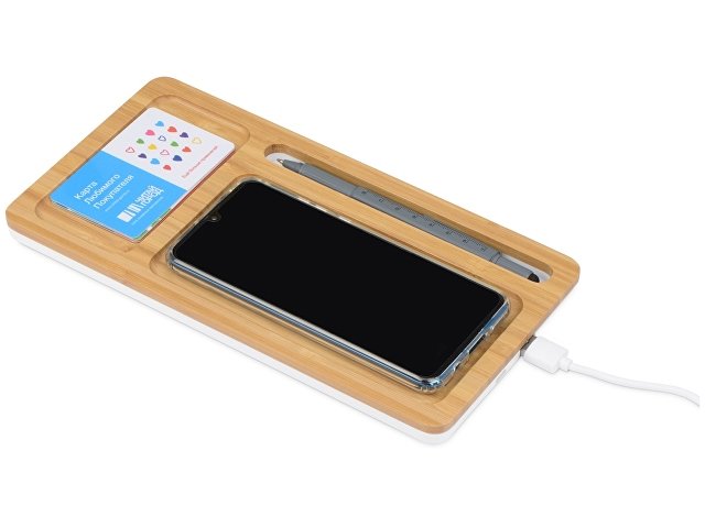 Беспроводное зарядное устройство-органайзер из бамбука «Timber» thumbnail