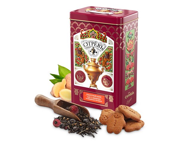 Черный чай и имбирное печенье в подарочной упаковке thumbnail