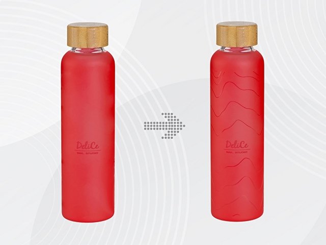 Стеклянная бутылка с бамбуковой крышкой «Foggy»,  с УФ-печатью