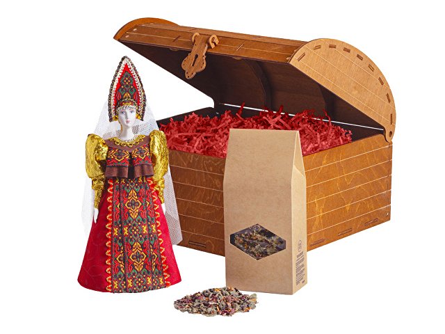 Подарочный набор: кукла фарфоровая, чай "Малина с мятой"