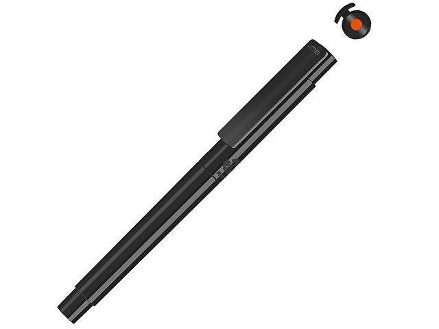 Капиллярная ручка в корпусе из переработанного материала rPET "RECYCLED PET PEN PRO FL», черный с оранжевыми чернилами
