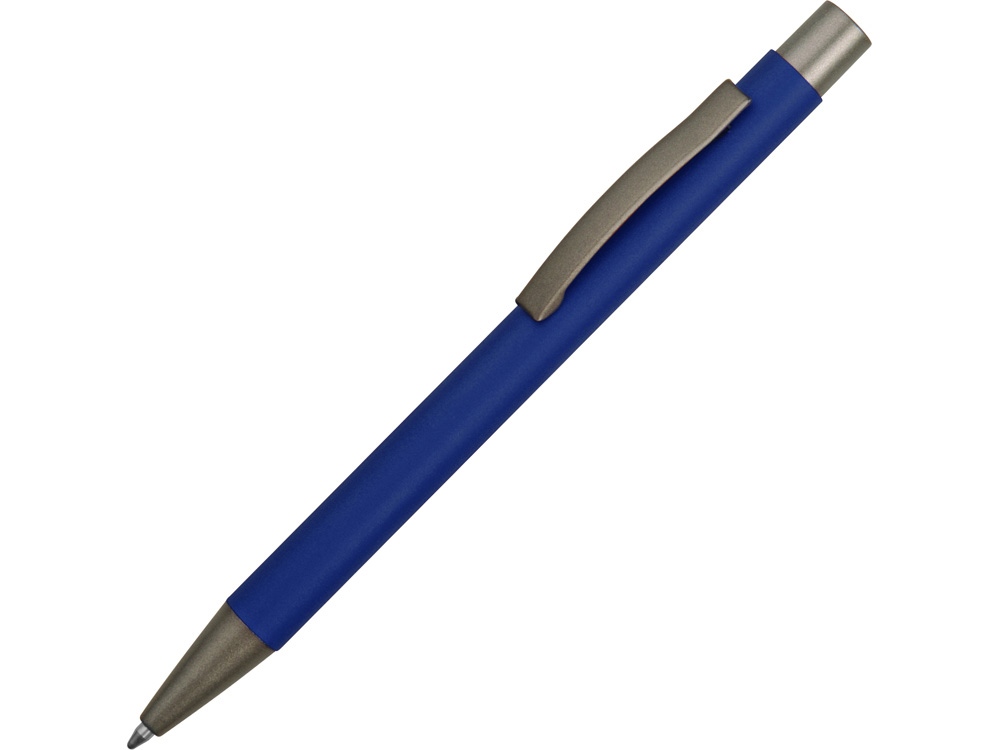 Ручка металлическая soft touch шариковая Tender с зеркальным слоем, синий/серый