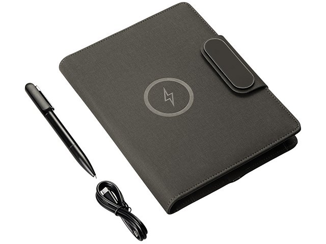 Подарочный набор «Twilight»: органайзер А5 с беспроводной зарядкой и металлическая шариковая ручка со светящимся логотипом thumbnail