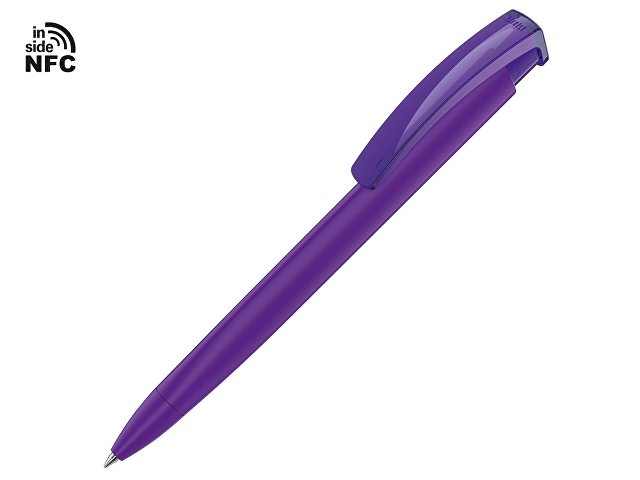 Ручка пластиковая шариковая трехгранная «Trinity K transparent Gum» soft-touch с чипом передачи информации NFC, фиолетовый