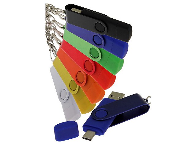 USB 2.0- флешка на 64 Гб с поворотным механизмом и дополнительным разъемом Type-C — фото 5