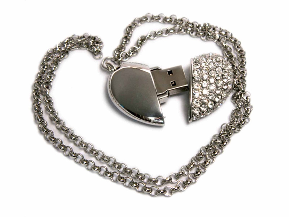 USB 2.0- флешка на 32 Гб Сердце с кристаллами