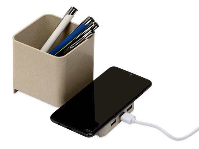 Настольный органайзер Cubic с функциями USB-хаба и беспроводной зарядки thumbnail