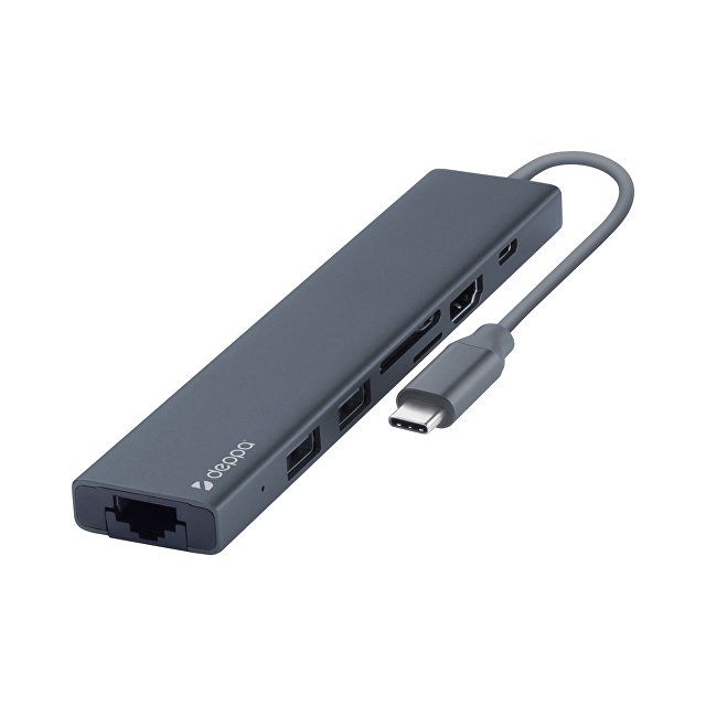 USB Type-C хаб 7-в-1, HDMI, Power Delivery, 2xUSB 3.0, RJ45, microSD/SD — фото 2