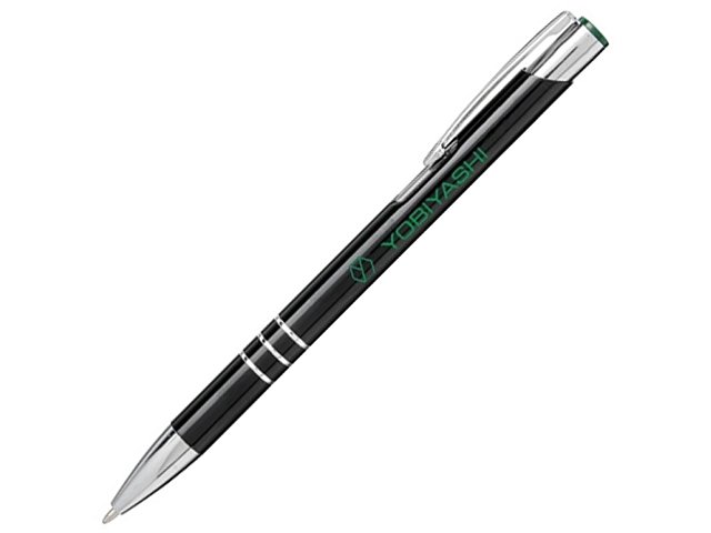 Ручка металлическая шариковая «Moneta» с цветной кнопкой, черный/св.зеленый