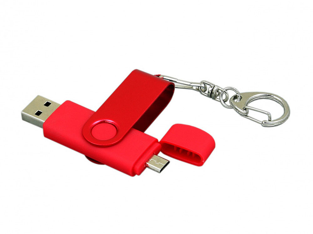 USB 2.0- флешка на 64 Гб с поворотным механизмом и дополнительным разъемом Micro USB USB 2.0- флешка на 64 Гб с поворотным механизмом и дополнительным разъемом Micro USB