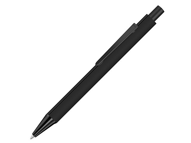 Ручка шариковая металлическая «Pyra M» soft-touch с зеркальной гравировкой и черными деталями, черный