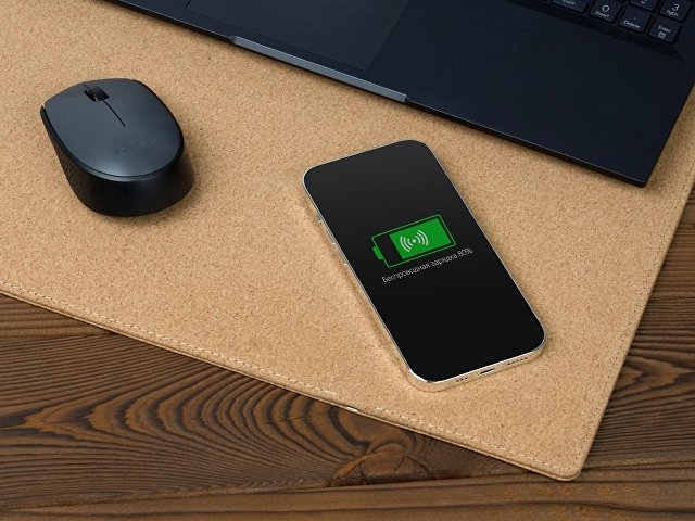 Пробковый коврик для рабочего места с беспроводной зарядкой «Querсus» thumbnail