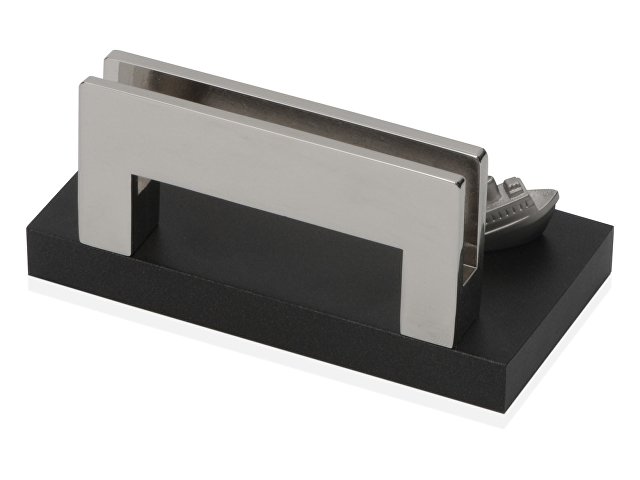 Подставка для визиток "Круиз", серебристый/черный  thumbnail