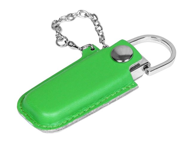 USB 2.0- флешка на 32 Гб в массивном корпусе с кожаным чехлом