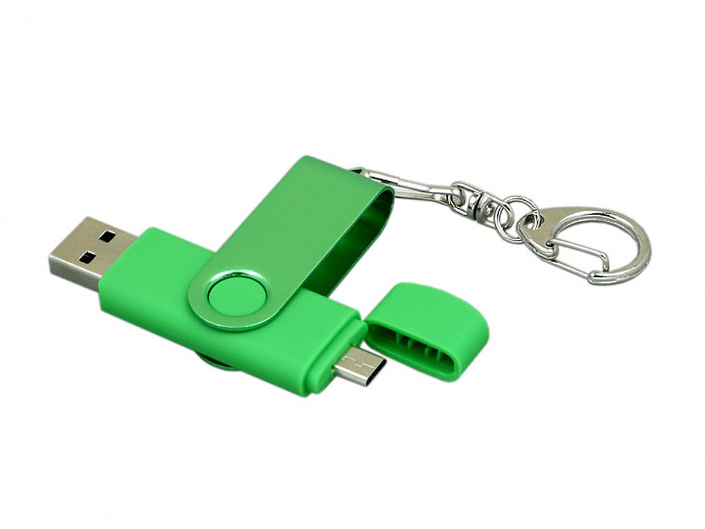 USB 2.0- флешка на 64 Гб с поворотным механизмом и дополнительным разъемом Micro USB USB 2.0- флешка на 64 Гб с поворотным механизмом и дополнительным разъемом Micro USB