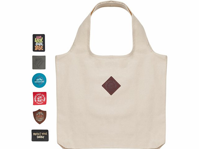 Сумка-шоппер «Revest» из переработанного хлопка 320 г/м2 с патчем thumbnail