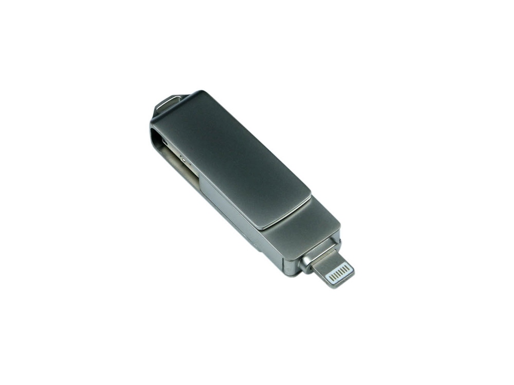 USB 3.0/micro USB/Lightning- флешка на 128 Гб с поворотным механизмом 2