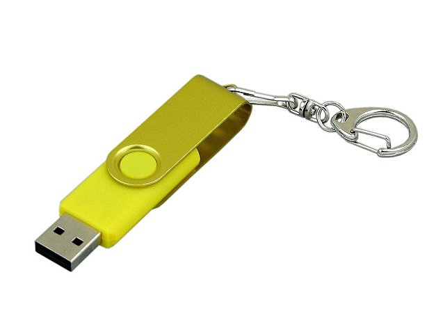 USB 3.0- флешка промо на 128 Гб с поворотным механизмом и однотонным металлическим клипом thumbnail