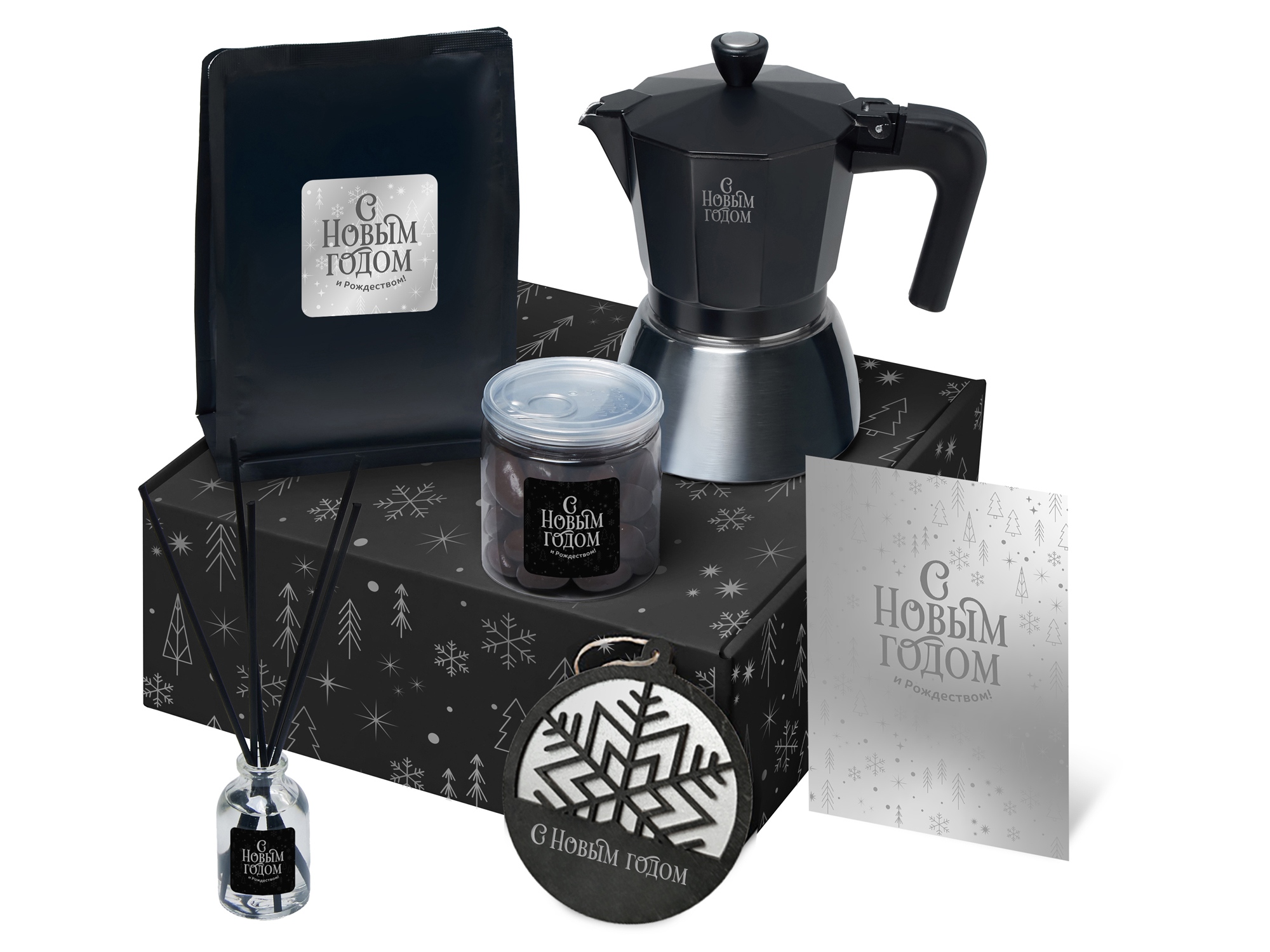 Подарочный набор «Re:Vive» с гейзерной кофеваркой, кофе и диффузором