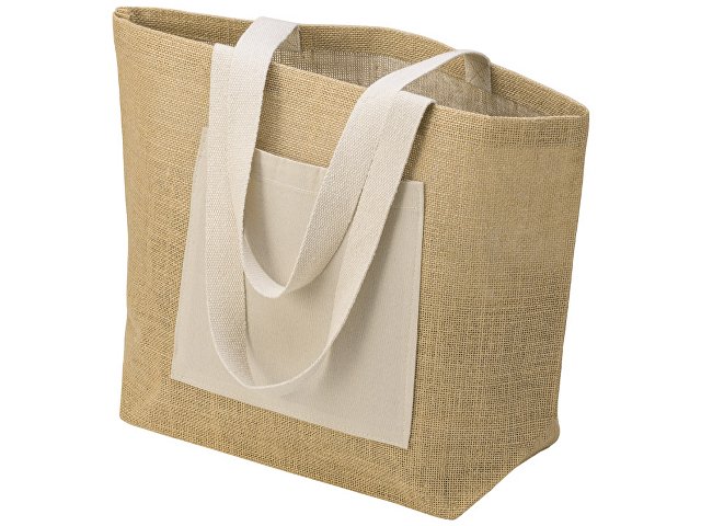 Сумка Jute джутовая с широким дном и карманом thumbnail