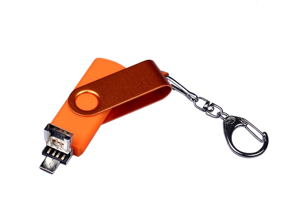 USB 2.0/micro USB/Type-С- флешка на 64 Гб 3-в-1 с поворотным механизмом USB 2.0/micro USB/Type-С- флешка на 64 Гб 3-в-1 с поворотным механизмом