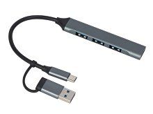 USB-хаб «Link» с коннектором 2-в-1 USB-C и USB-A, 2.0/3.0 (арт. 975650)