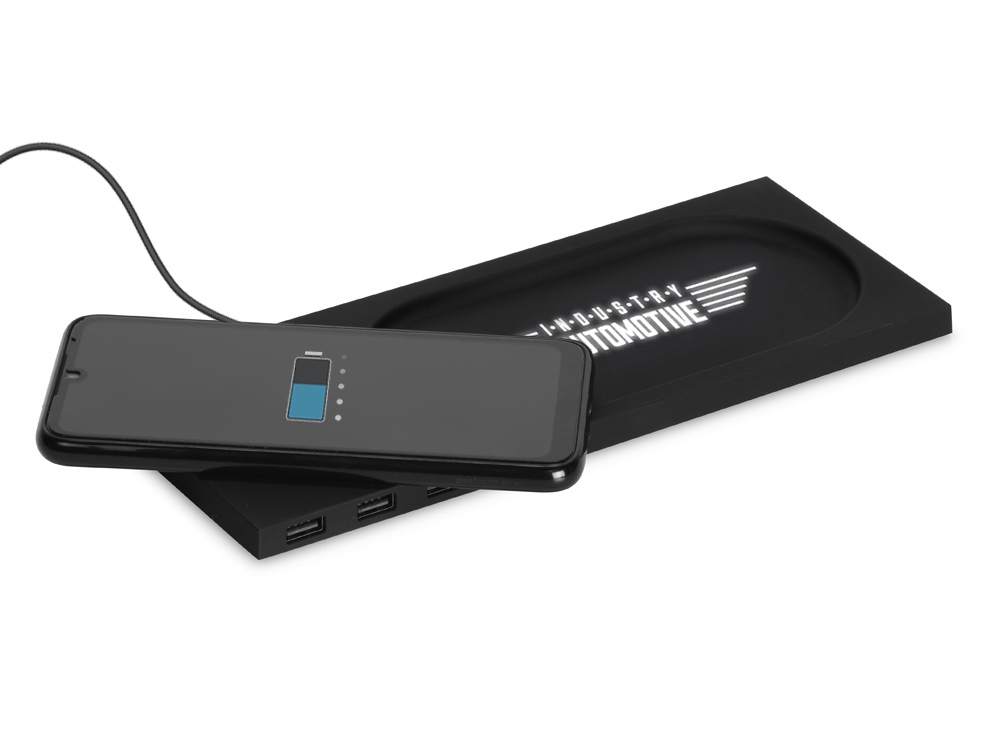 Беспроводное настольное зарядное устройство «Glide» с подсветкой, soft-touch