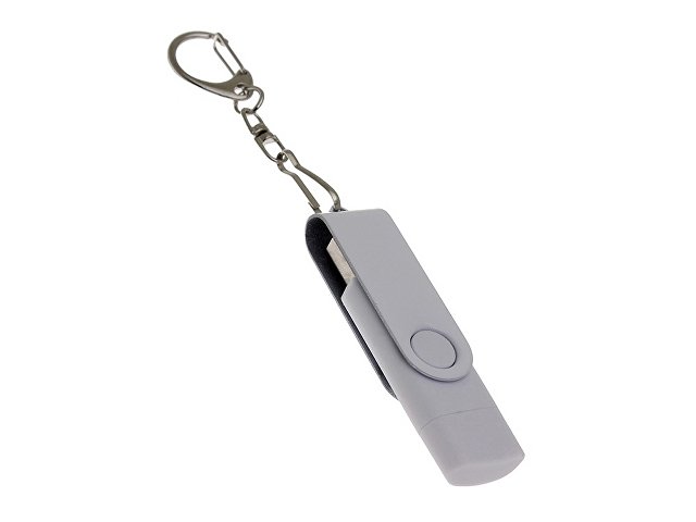 USB 2.0- флешка на 8 Гб с поворотным механизмом и дополнительным разъемом Type-C