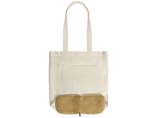 Складная сумка Jute из хлопка и джута с карманом thumbnail