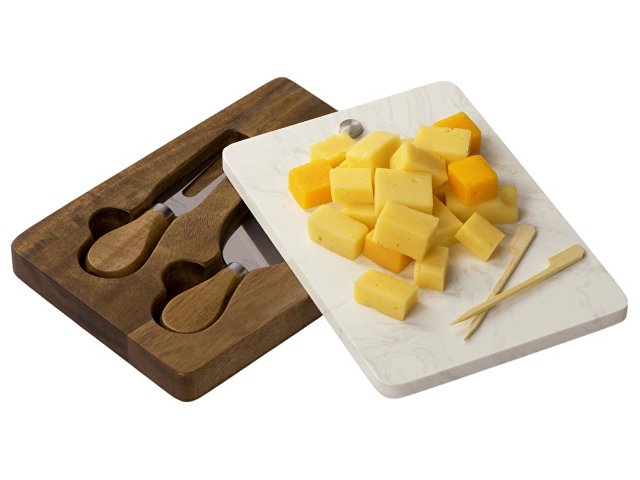 Набор для сыра в коробке из акации и мрамора «Fontina» thumbnail