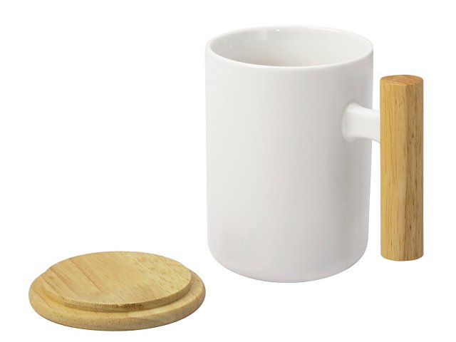 Кружка с ручкой и крышкой из каучукового дерева «Jeny» thumbnail