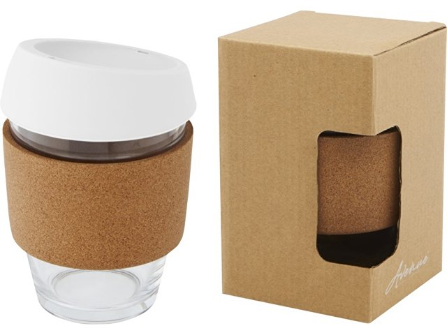 Стеклянный стакан с силиконовой крышкой и пробковой манжетой «Lidan» thumbnail