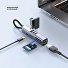 USB-хаб 7 в 1 USB-C - USB-A3.0 + 2хUSB-C + USB-C PD100Вт + HDMI + SD + microSD, серый, Deppa