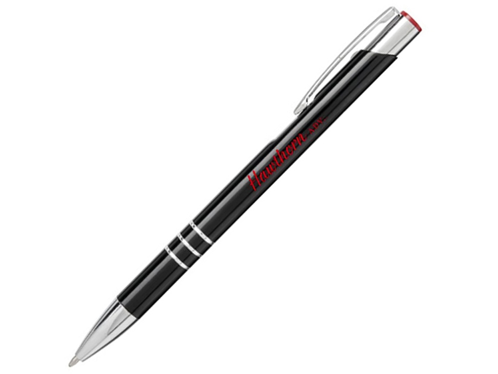 Ручка металлическая шариковая Moneta с цветной кнопкой, черный/красный
