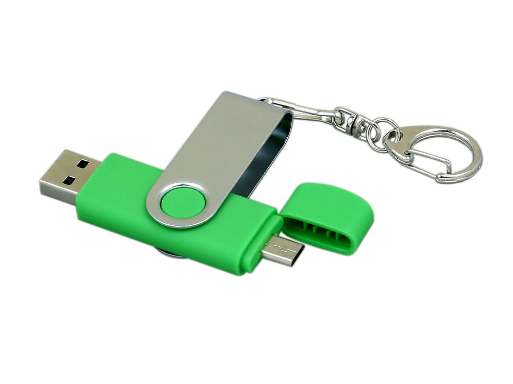 USB 2.0- флешка на 64 Гб с поворотным механизмом и дополнительным разъемом Micro USB USB 2.0- флешка на 64 Гб с поворотным механизмом и дополнительным разъемом Micro USB