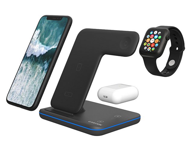 Беспроводное зарядное устройство для гаджетов "3-в-1" с технологией QI «WS-303», 15 Вт thumbnail