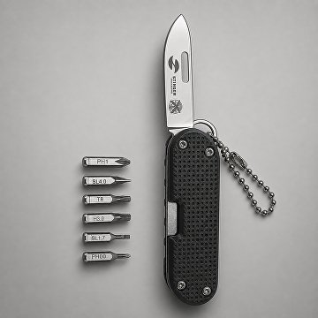 Нож перочинный Stinger, 73 мм, 8 функций, материал рукояти фиброволокно, нейлон (черный), в картонной коробке