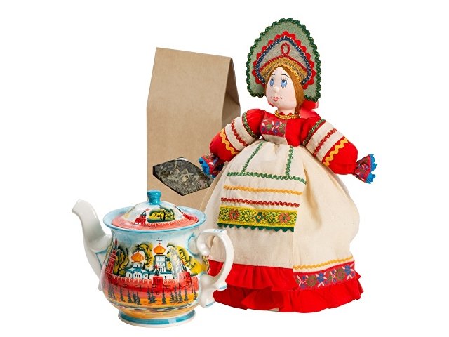 Подарочный набор «Деревенские вечера»: кукла на чайник, чайник заварной с росписью (арт. 6271)