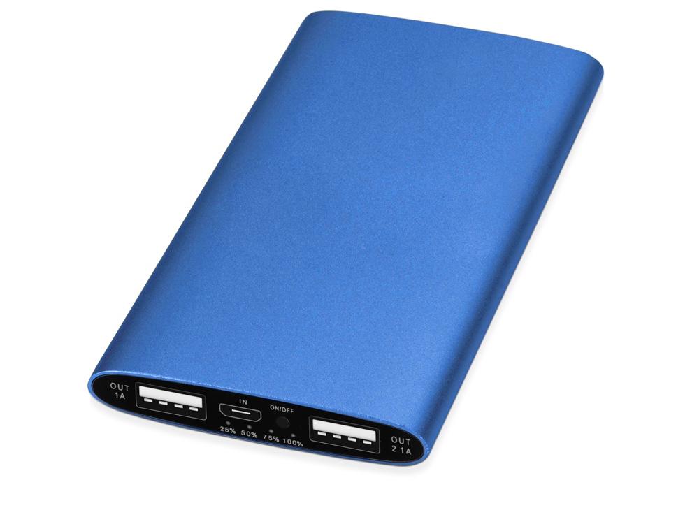 Портативное зарядное устройство Мун с 2-мя USB-портами, 4400 mAh, синий (Р)