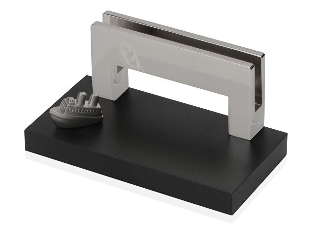 Подставка для визиток "Круиз", серебристый/черный  thumbnail